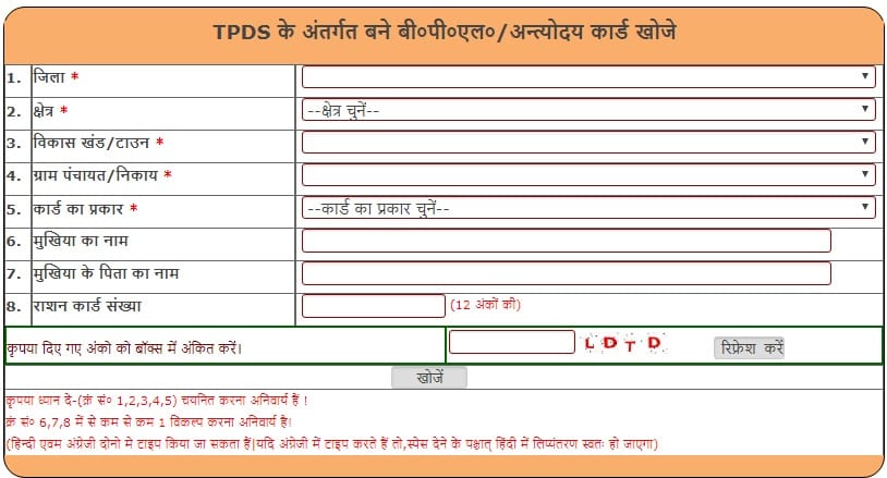 up ration card list 2024