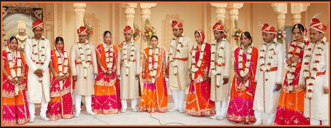 In this image few couples , girls are stand with their bride
 stand with thei