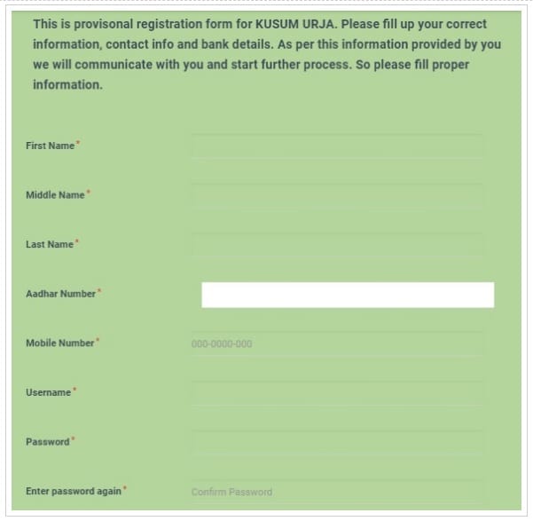 registration form