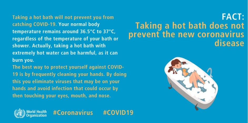 Taking a hot bath does not prevent the new coronavirus disease