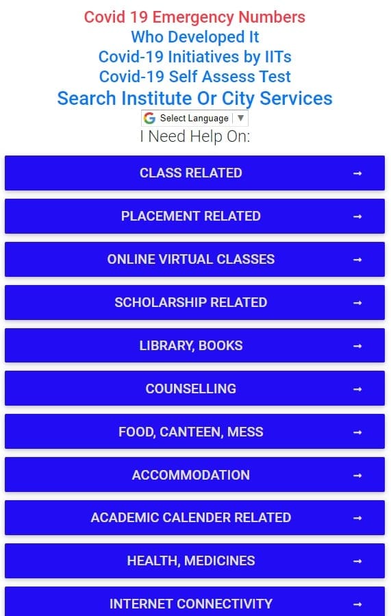 covid-19 student helpline portal
