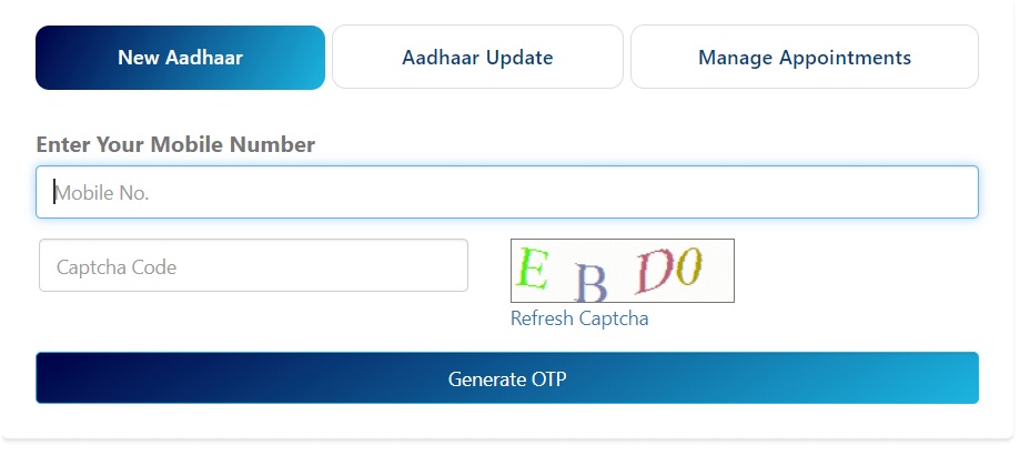 baal aadhar card online application form