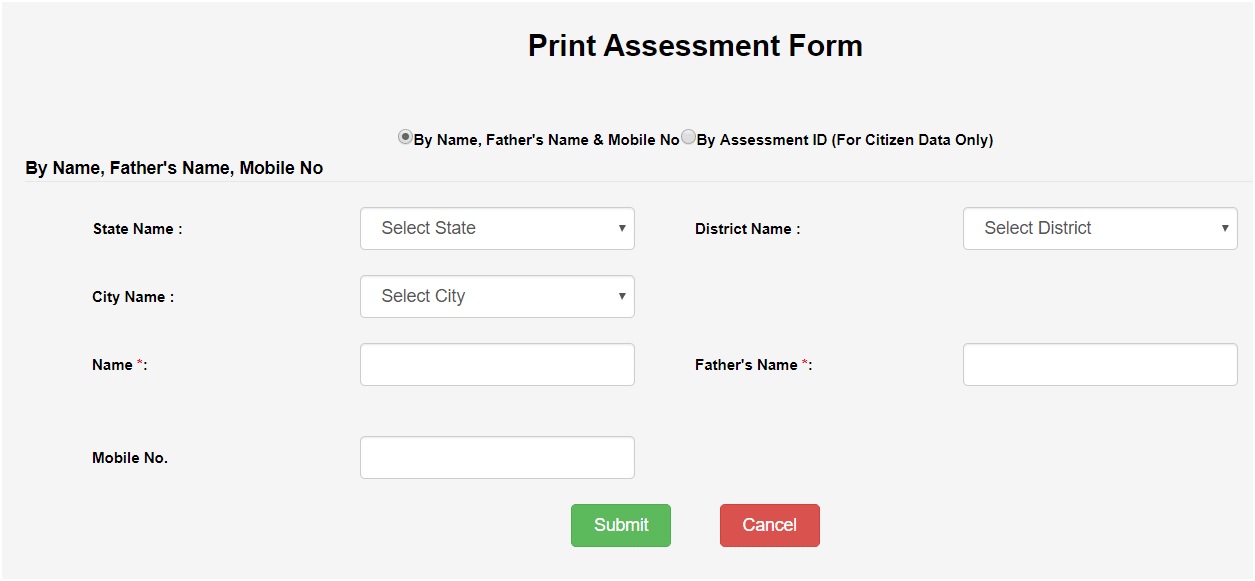 print assessment form