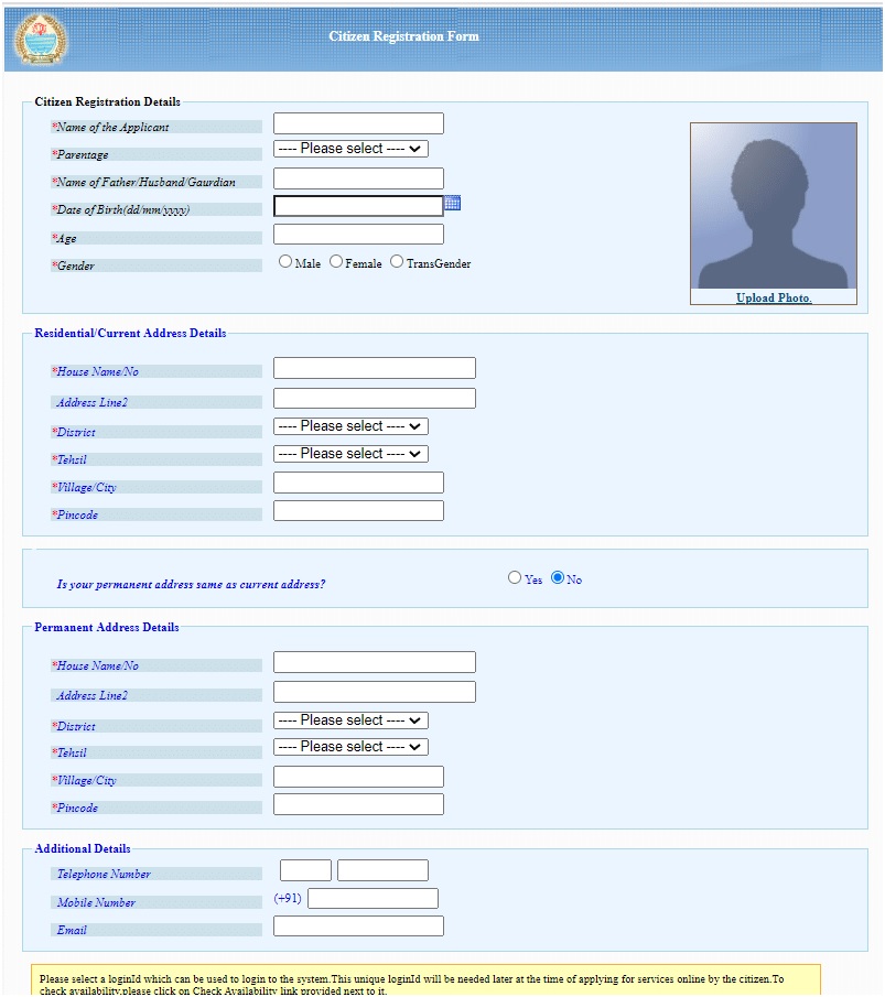 citizen registration form