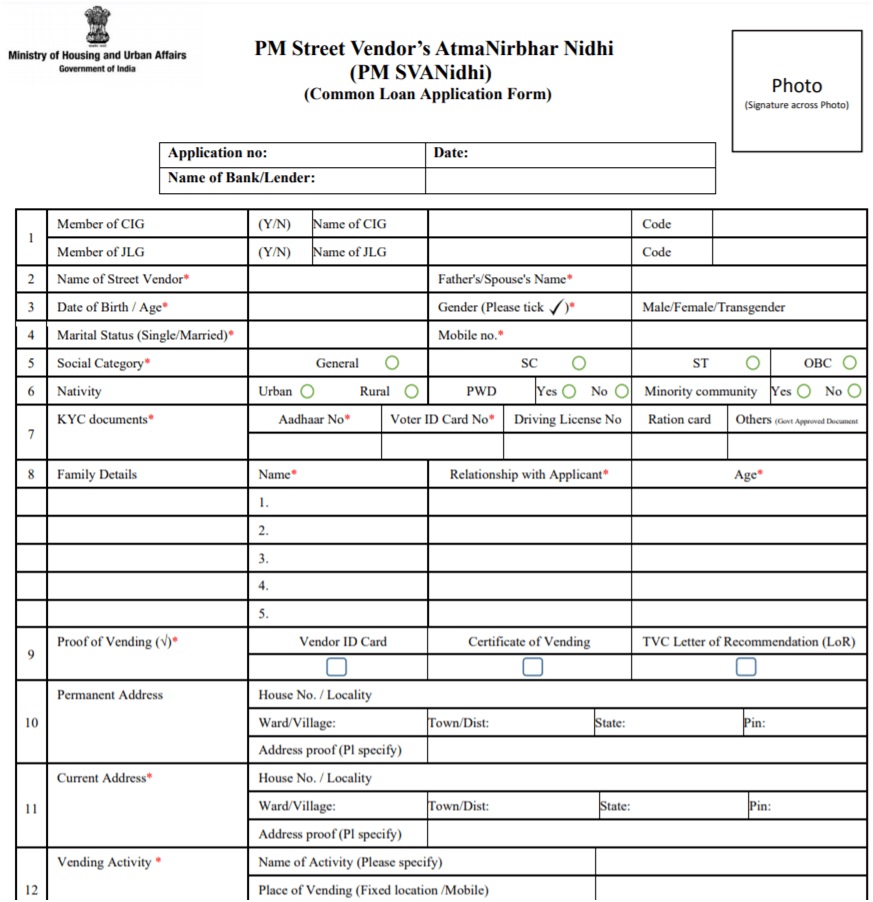 pm svanidhi yojana application form
