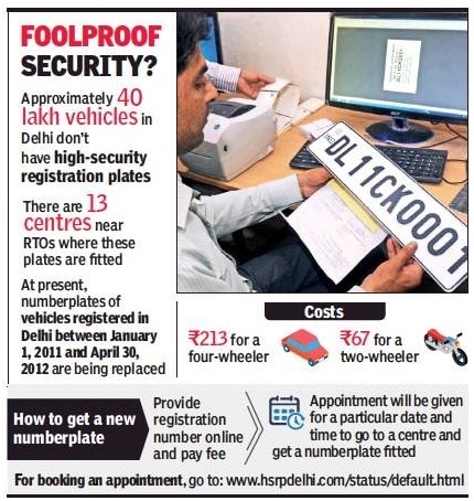 delhi high security registration plates apply online