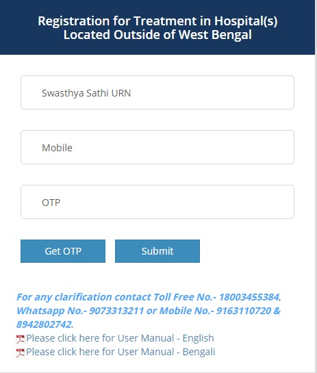 Registration for Treatment Outside of West Bengal