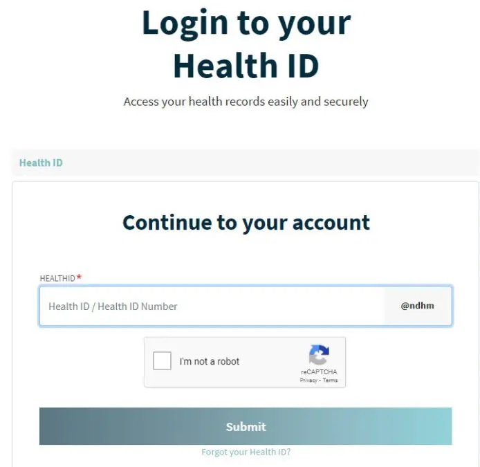 NDHM Health ID Card Login