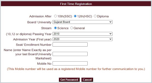 first time registration