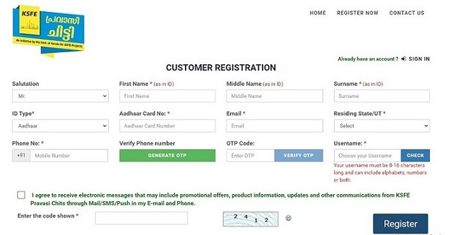 kerala ksfe pravasi chitty scheme 2024 online registration form