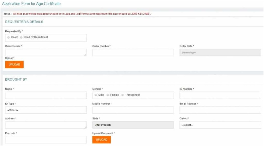 uttar pradesh age certificate 2024 online application form