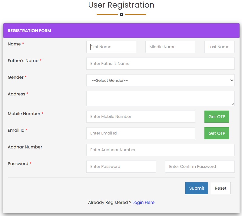 user registration