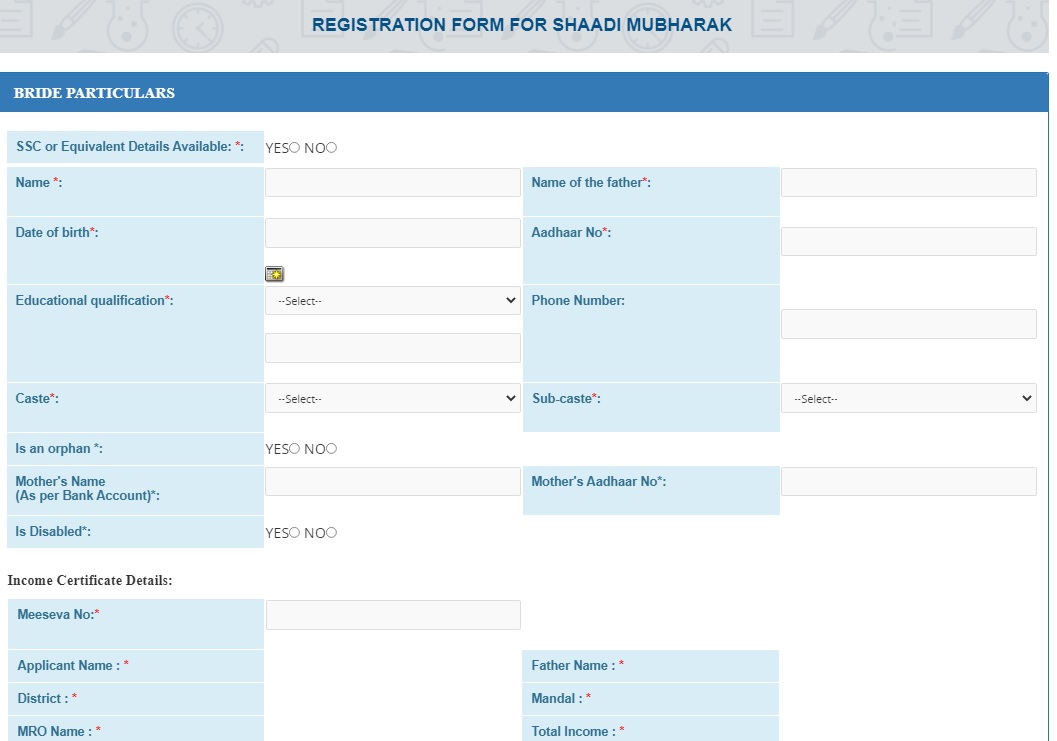 telangana shaadi mubarak scheme 2022 online registration form
