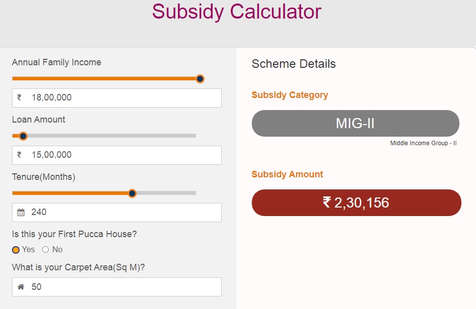 subsidy calculator