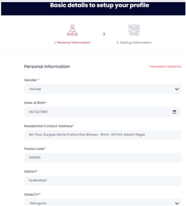startup telangana portal registration 2021