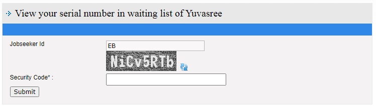 View Status in Final Waiting List of Yuvasree