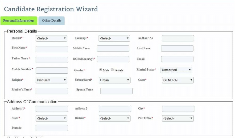 candidate registration wizard